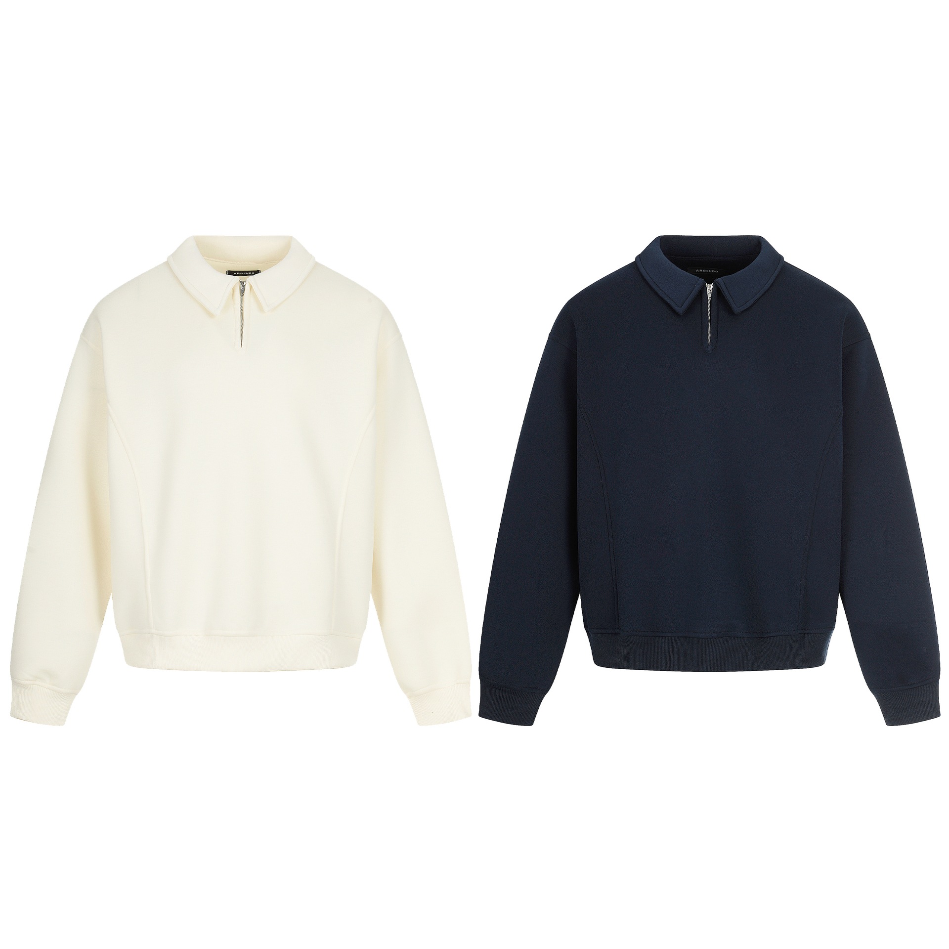 Minimalist Solid Color Half-Zip Polo Neck Loose Pullover Hoodie